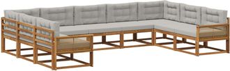 vidaXL Conjunto De Sof&aacute;s De Exterior 9 Uds. Natural Y Gris Claro Vidaxl