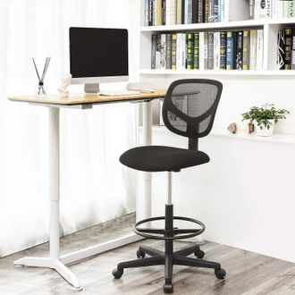 Songmics Tall Drafting Chair with Footrest Height Adjustable Standing in Black