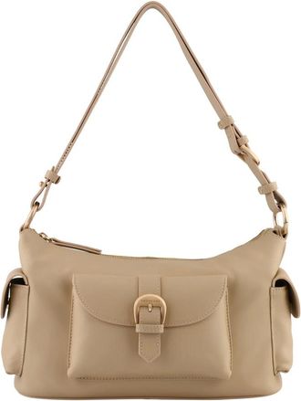 Pourchet Tassen, Dames, Beige, ONE Size, Leer, Scoop Schoudertas