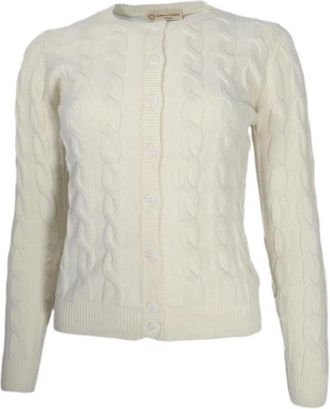 Cashmere Company Gevlochten Vest voor Vrouwen - Dames - Vesten - Wit - XL - Truien & Vesten