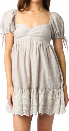 Olivaceous Tyra Baby Doll Dress In Beige