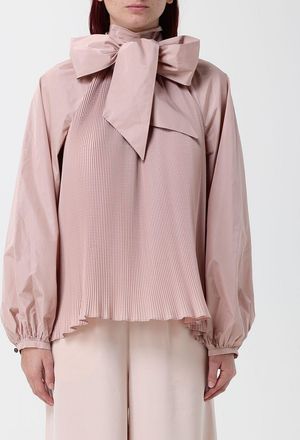 Max Mara Blusa plissettata in misto seta con collo a fusciacca e maniche lunghe