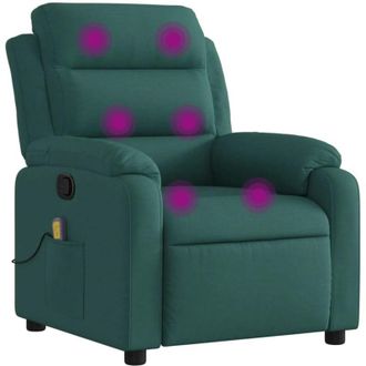 vidaXL Sill&oacute;n De Masaje Reclinable De Tela Verde Oscuro Vidaxl