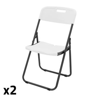 ECD Germany Set 2 sillas plegables de metal, aspecto blanco mate para exterior