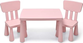 Costway Costway - Grupo De Asientos Muebles Para Ni&ntilde;os Juego De 1 Mesa Y 2 Sillas De Pl&aacute;stico Para Cuarto De Los Ni&ntilde;os Sala De Estar Rosa
