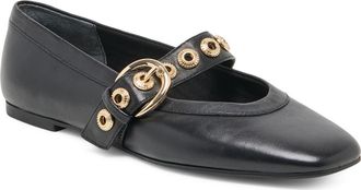 Dolce Vita Marten Mary Jane Ballet Flat in Black Leather at Nordstrom, Size 9.5