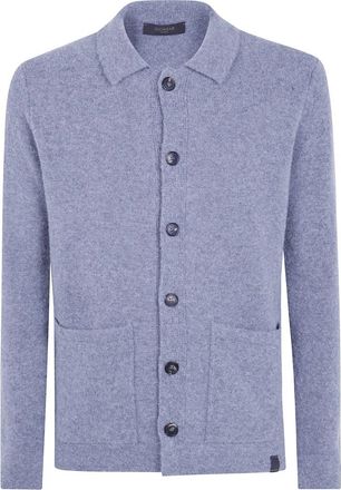 Zanone Shirt Neck Cardigan - Heren - Vesten - Blauw - L - Truien & Vesten