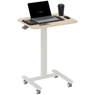 Vinsetto Standing Desk Sit Stand Desk With 4 Rolling Wheels - Natural | TJ Hughes