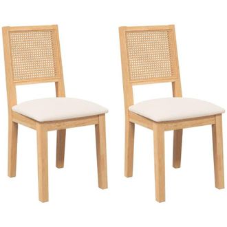 vidaXL Vidaxl - Sillas De Comedor Con Cojines 2 Uds Madera Maciza Caucho