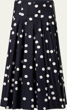 Akris Cotton Polka Dot Midi Skirt