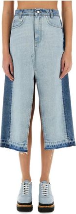 Stella McCartney Contrast Panel Denim Rok - Dames - Spijkerrokken - Blauw - L - Denim - Rokken