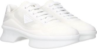 Prada Womens White Fabric Low Top Sneakers