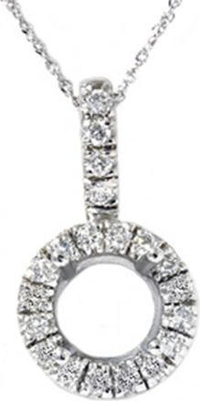 Pompeii3 White Gold 1/4ct Pave Have Solitaire Diamond Semi Mount Pendant