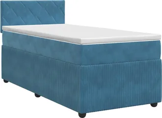 vidaXL Cama Box Spring Con Colch&oacute;n Azul Oscuro 90 X 200 Cm Terciopelo Vidaxl