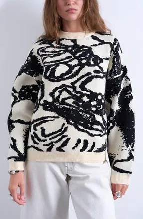 Topshop Floral Jacquard Sweater in Black Multi at Nordstrom Rack, Size X-Small