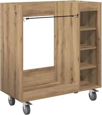 vidaXL Armario De Golf Con Rueda Liso Roble Artesanal 90 X 45 X 98 Cm Vidaxl