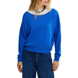 Free People See Me Bateau Neck Sweater in Mazarine Combo at Nordstrom, Size X-Small