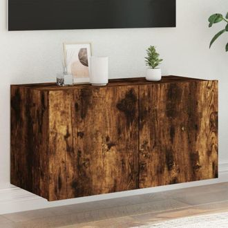 vidaXL Vidaxl - tv Wall Cabinet with led Lights Smoked Oak 80x35x41 cm