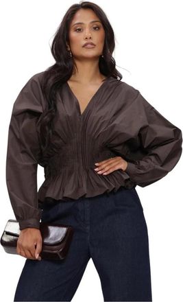 Copenhagen Muse Poplin Blouse - Dames - Blouses - Bruin - L - Overhemden