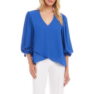 Karen Kane Crossover Hem Asymmetric Top in Blue at Nordstrom, Size X-Large