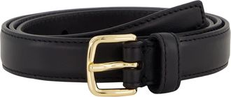 Vince Stitched Leather Belt in Black /Gold at Nordstrom, Size Medium