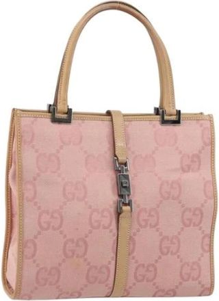Gucci Pre-owned Handbags, female, Pink, Size: ONE SIZE Pre-owned Canvas Handbag