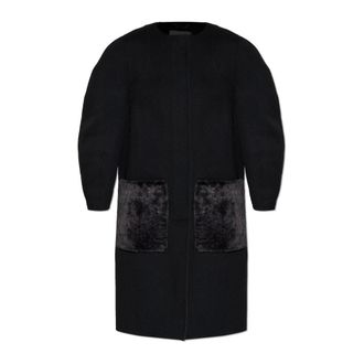 Fendi Coat with fur pockets - female - Fendi - Single-Breasted Coats - Black - XS - Coats