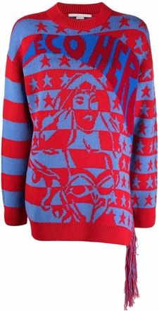 Stella McCartney Gestreept wollen trui met ronde hals - Dames - Ronde hals truien - Rood - XS - Wol - Truien & Vesten