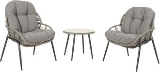 Hhg Hhg - Nunca Usado] Set De Polirrat&aacute;n 952, Set De Balc&oacute;n Set De Jard&iacute;n Grupo De Asientos Silla Mesa Auxiliar, Gris, Tapicer&iacute;a Gris Oscuro