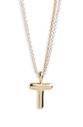 Argento Vivo Puffy A Initial Pendant Necklace in Two Tone at Nordstrom
