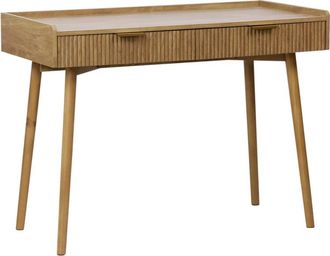 Sweeek Escritorio con efecto madera de mango ranurado con 2 cajones, efecto