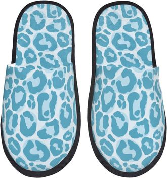 Generic Slippers Blue Leopard Print Seamless Pattern Lightweight Cotton Slippers Soft Shoes For Hotel Trip Outdoor M
