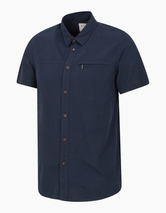 Mountain Warehouse Mens Mountain Warehouse Mens Coconut Slub Short-Sleeved Shirt - Navy - Size: Regular/36