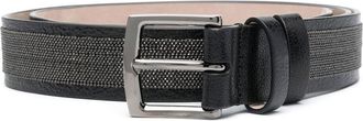 Brunello Cucinelli bead-embellished leather belt - women - Calf Leather/Brass - M - Black