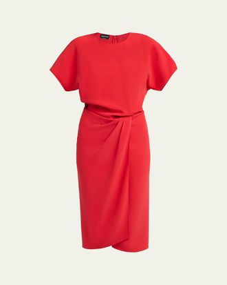 Giorgio Armani Washed Silk Asymmetric Midi Dress