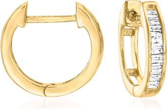 Ross-Simons Diamond Huggie Hoop Earrings in 18kt Gold Over Sterling