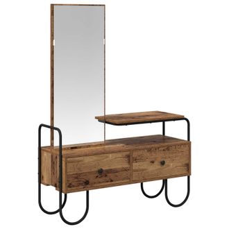 vidaXL Mesa Tocador Con Caj&oacute;n Madera Envejecida Madera De Ingenier&iacute;a Vidaxl