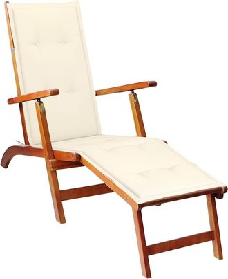 vidaXL Vidaxl - Tumbona De Jard&iacute;n Con Reposapi&eacute;s Y Coj&iacute;n Madera Maciza Acacia
