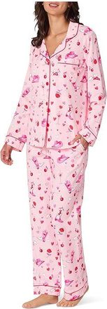 Bedhead Pajamas Long Sleeve Classic Cotton Knit Pajama Set Womens Pajama Sets Giddy Up Galentine : LG (US 12-14), Cotton/Down