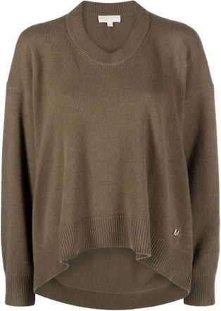 Michael Kors Oversized Gebreide Trui - Dames - Ronde hals truien - Groen - XS - Wol - Truien & Vesten