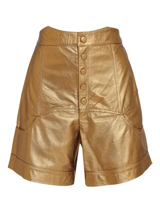 OLYMPIAH metallic-effect high-waisted shorts - Gold