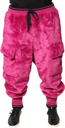 Dolce & Gabbana Mens Pink Acrylic Cargo Jogging Sweatpants Pants Polyester
