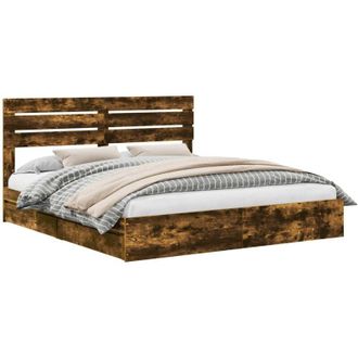 vidaXL Storage Bed with Drawer Smoked Oak 180 x 200 cm Engineered Wood vidaXL