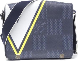 Louis Vuitton Blue Cobalt Jaune Coated Canvas Shoulder Bag (Pre-Owned)