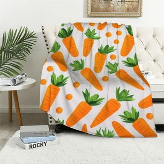 OEM Manta De Pascua Con Estampado De Zanahorias De Dibujos Animados: Una Manta De Franela Suave Y Ligera, Ideal Para Sof&aacute;s, Camas Y Oficinas El Complement