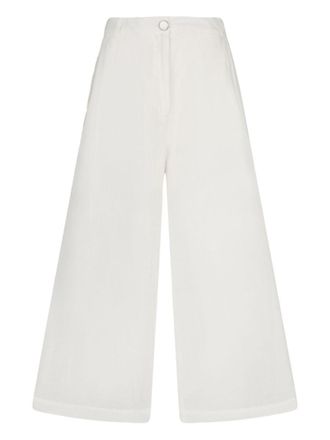 Liu Jo White Ramie Trousers With Semi-Sheer Construction