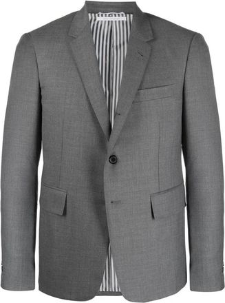 Thom Browne Crop-Sleeve Blazer - Heren - Blazers - Grijs - 2XL - Wol - Jassen