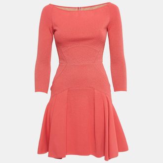 Elie Saab Pink Textured Lurex Knit Mini Dress