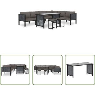 vidaXL Set da salotto esterno - Set Divani da Giardino 9 pz con Cuscini in Polyrattan Antracite