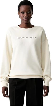 Michael Kors Hoodies & sweatvesten, Dames, Beige, S, Katoen, Logo Embossed Cotton Sweater